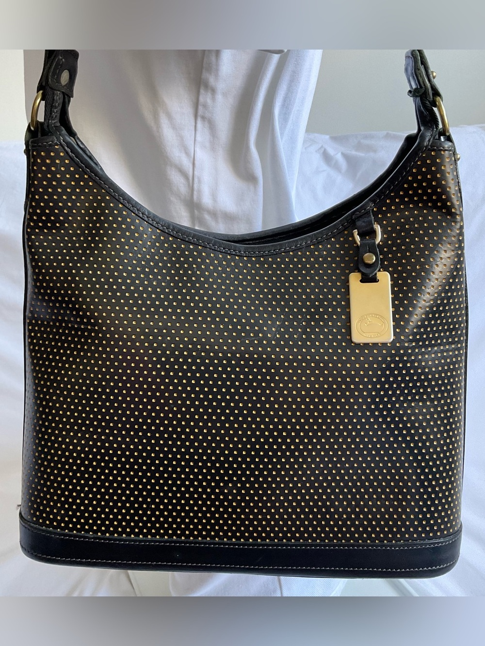 Dooney & Bourke | Vintage Black Gold Dot Leather Tote Bag USA #21807
